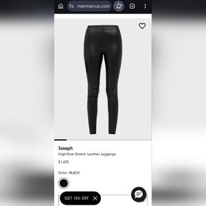 Joseph High-Rise Stretch Leather Leggings - Black